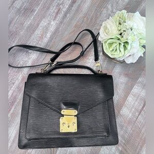 LOUIS VUITTON HANDBAG MONCEAU LEATHER BLACK Vintage 1993